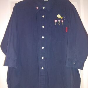 TWEETY BIRD LOONEY TUNES Navy Blue 3/4 length sleeve. Woman Size 18W/20W.